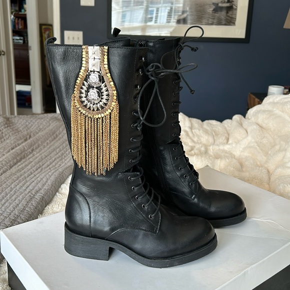 Shoes - New with Box Lace up Leather Military Boots